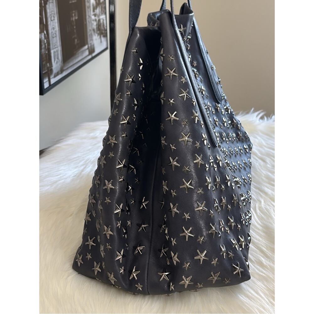 JIMMY CHOO Studded Star Leather Tote Bag - Navy Blue - Picture 4 of 12